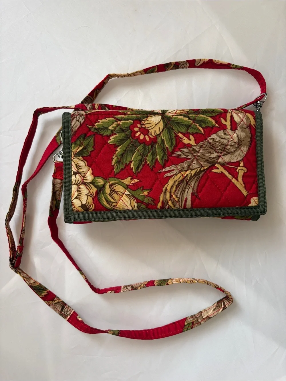 April Cornell Red Floral Quilted Crossbody Bag
